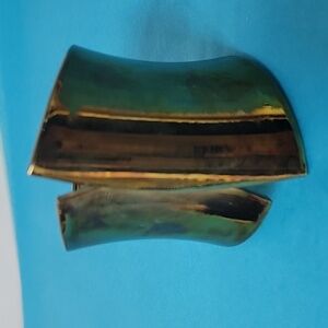 VINTAGE 90's Gold/Bronze Tone Spring Hinge Angular Clamp Cuff Bracelet